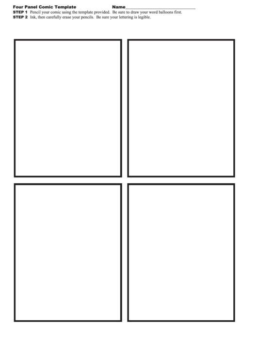 Four Panel Comic Template Printable Pdf Download
