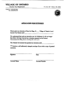 Application For Extension - Village Of Ontario