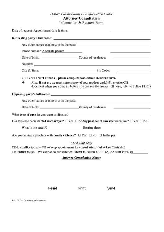Fillable Information & Request Form - Dekalb County Printable pdf