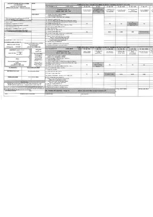 Computation Of Sales And Use Tax - Lafayette Parish School System, Louisiana Printable pdf