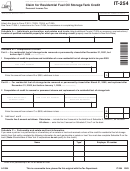 Fillable Form It-254 - Claim For Residential Fuel Oil Storage Tank Credit - New York State Department Of Taxation And Finance - 2003 Printable pdf