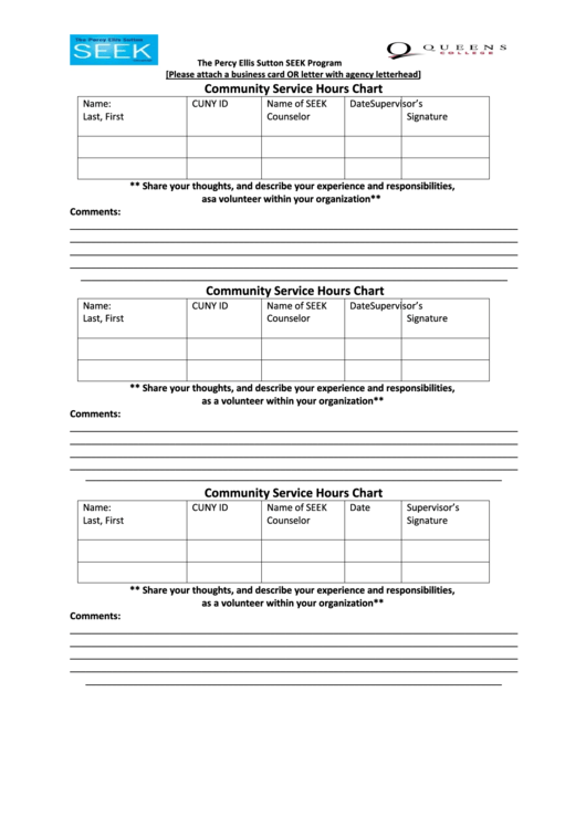 Community Service Hours Chart Printable Pdf Download