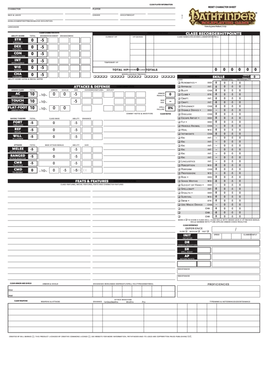 pathfinder fillable character sheet pdf