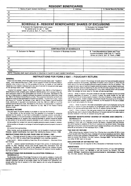 Instructions For Form J-1041 - Fiduciary Return Printable pdf