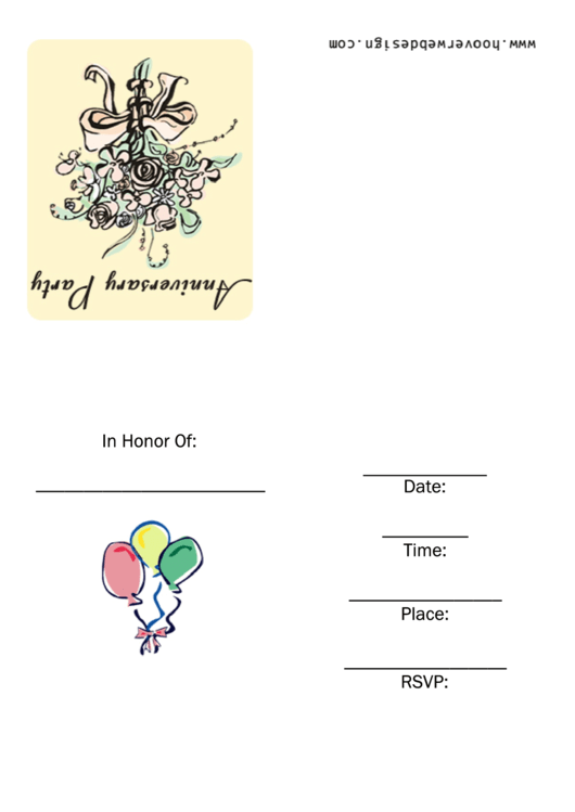 Anniversary Party Invitation Template Printable pdf