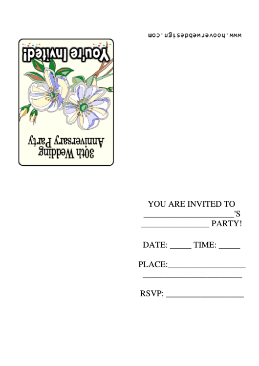30th Wedding Anniversary Party Invitation Template Printable pdf