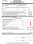 Form Ptr-2a - Homeowners - Verification Of 2003 Property Taxes