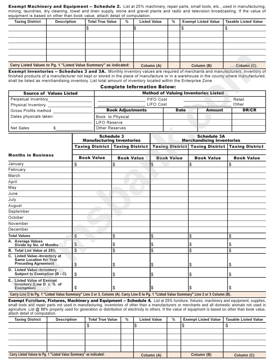 Tax Form 913ex - Return Of Exempt Personal Property - 2000