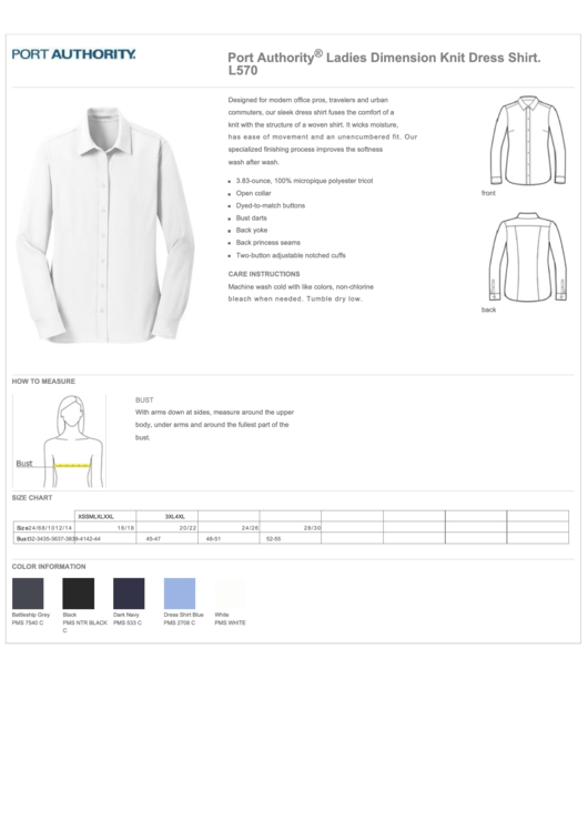 Port Authority Shirt Size Chart Printable pdf