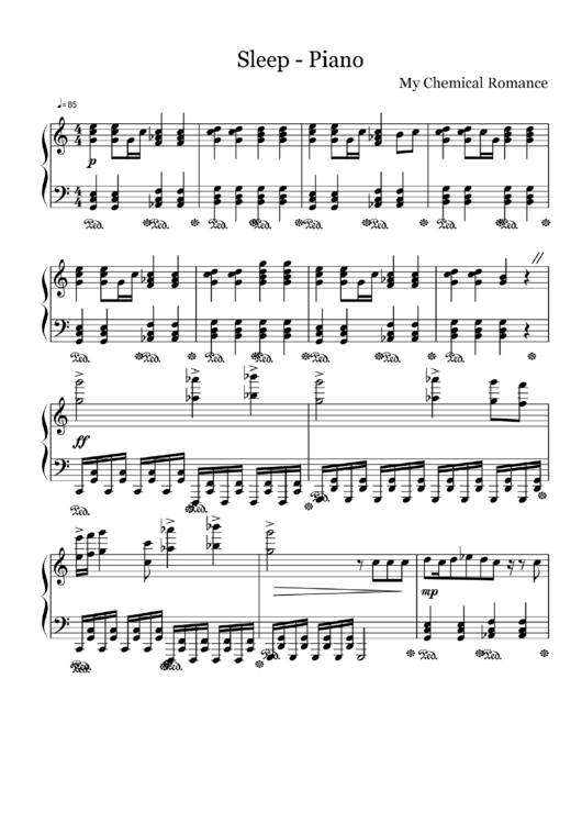 My Chemical Romance - Sleep Piano - Music Sheet Printable pdf