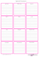 Special Occasions - Budget Worksheet