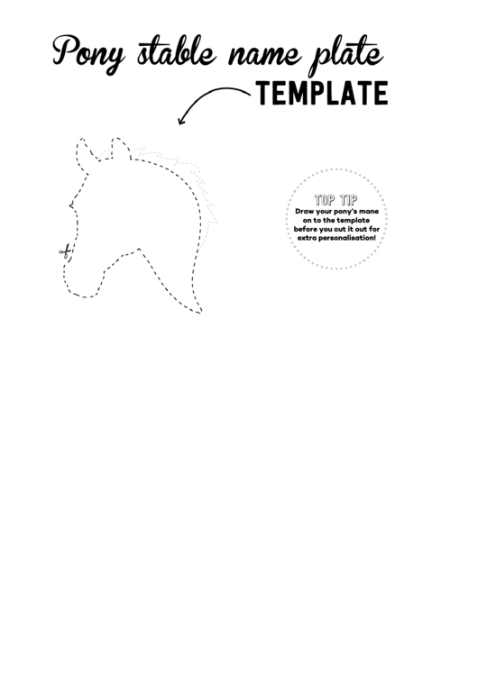 Pony Stable Name Plate Template Printable pdf