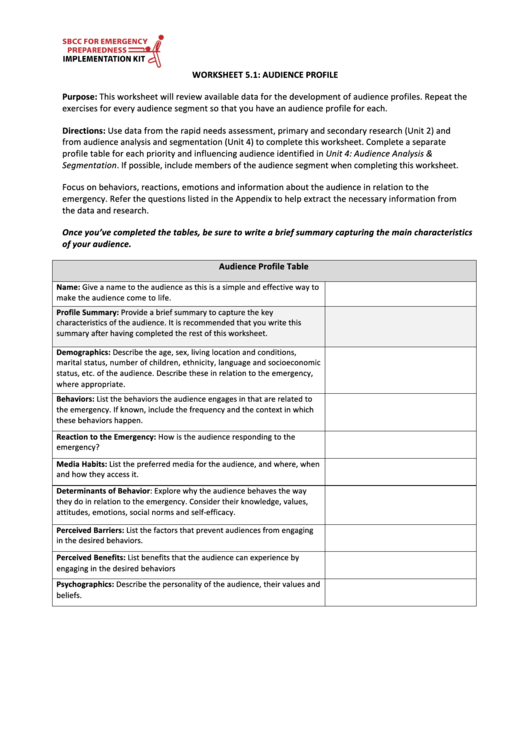 Worksheet 5.1 - Audience Profile Printable pdf