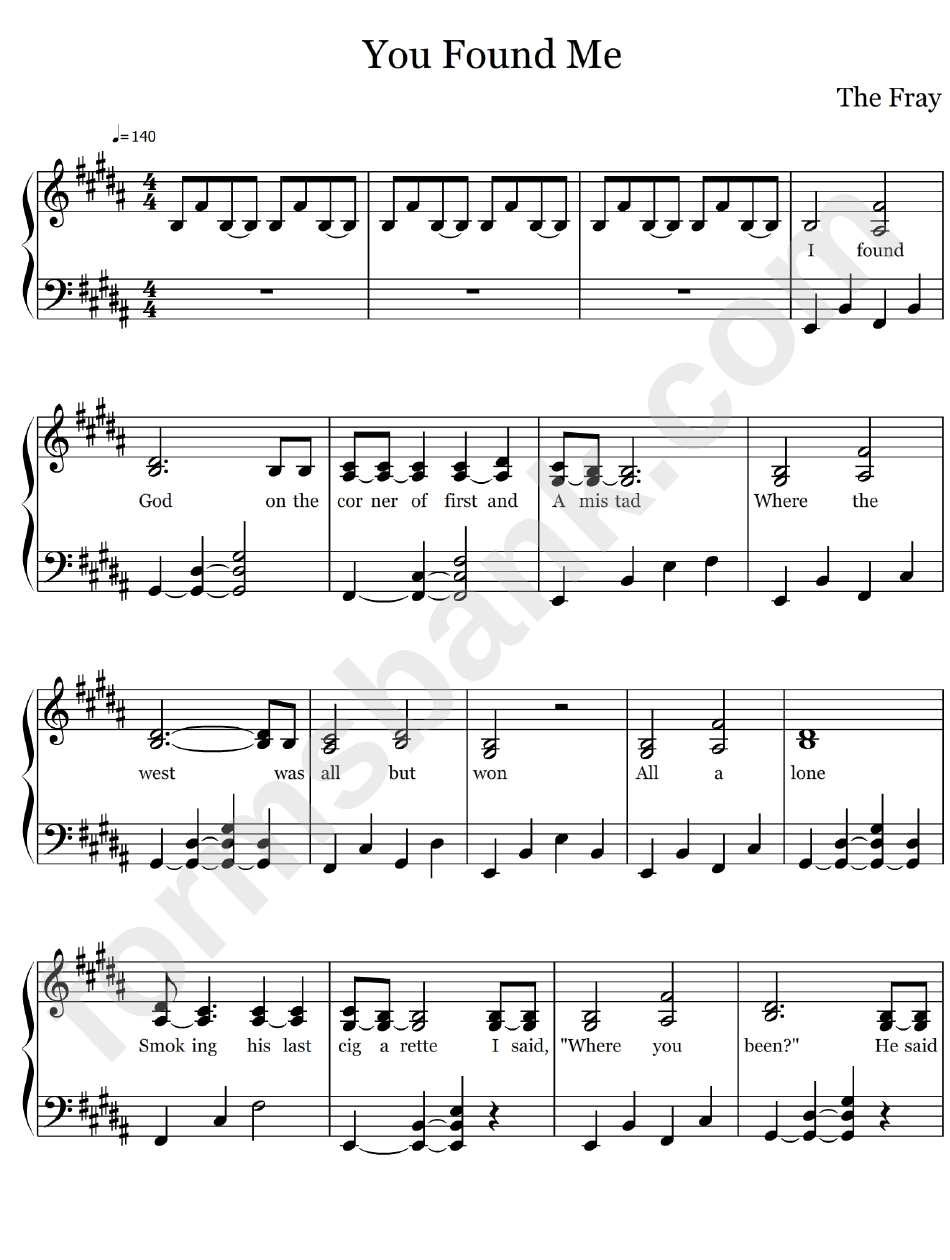 The Fray - You Found Me Sheet Music