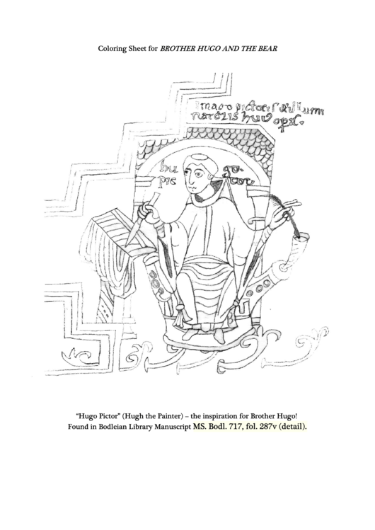 Coloring Sheet For Brother Hugo And The Bear Printable pdf