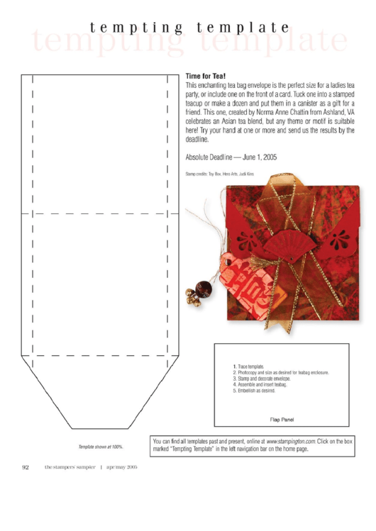 Time For Tea Bag Template Printable pdf