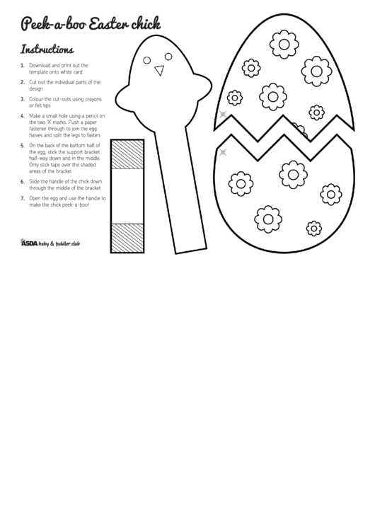Peek-A-Boo Easter Chick Template Printable pdf