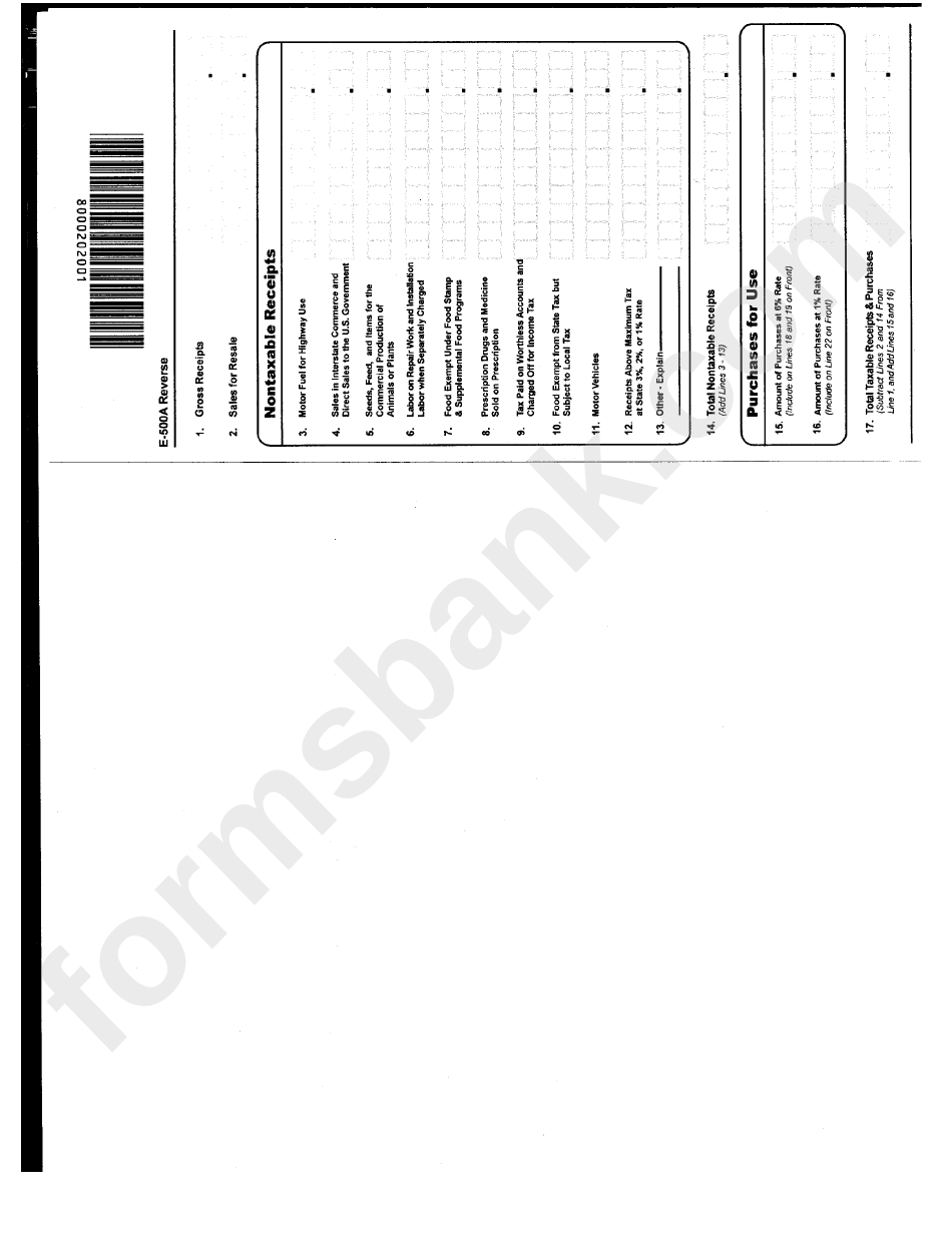 Form E-500a - Sales And Use Tax Return