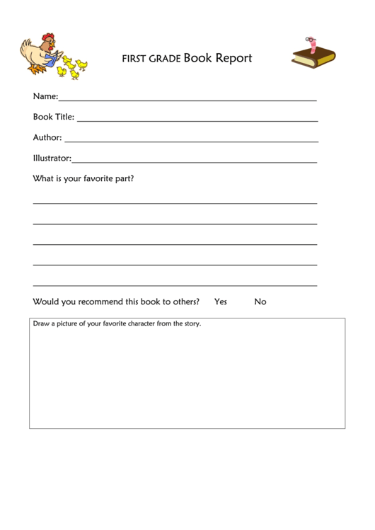 First Grade Book Report Template Printable pdf