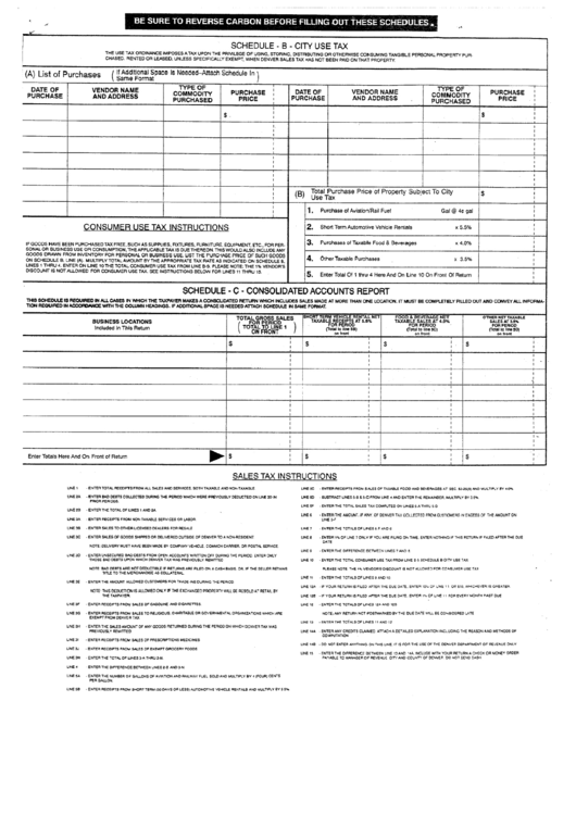 Schedule B - City Use Tax - City Of Denver Printable pdf