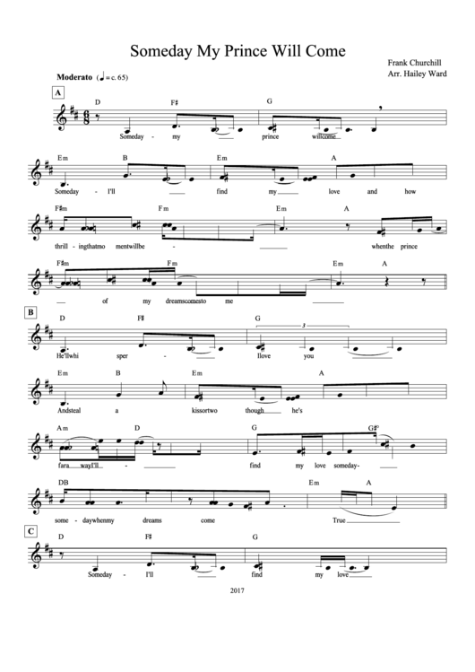 Frank Churchill - Someday My Prince Will Come Sheet Music Printable pdf
