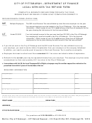 Local Services Tax Refund Form - City Of Pittsburgh - Department Of Finance