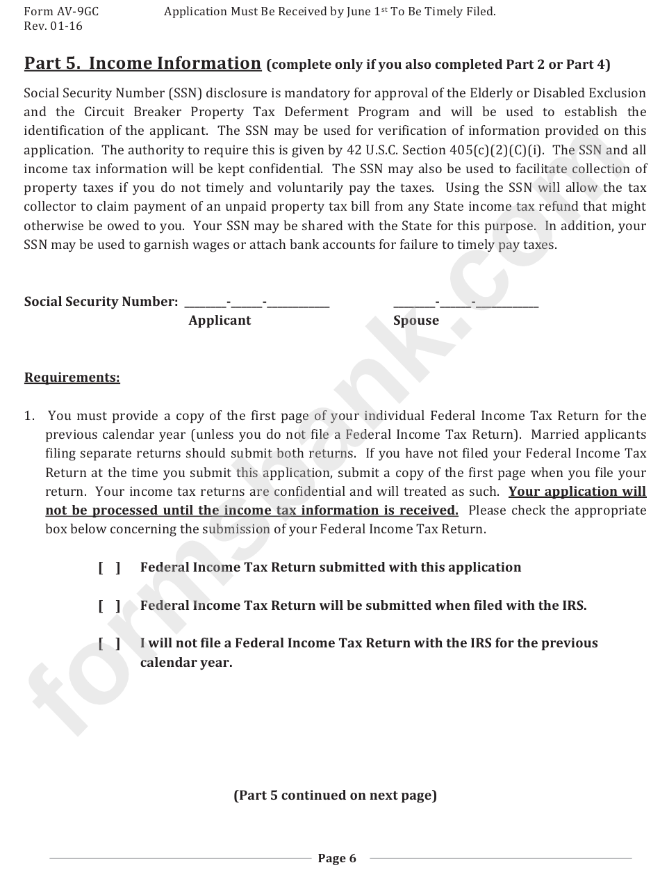 Form Av-9gc - Application For Property Tax Relief - 2016