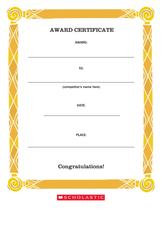 Award Certificate Template Printable pdf