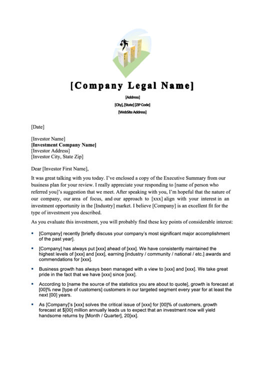 Investor Letter Template Printable pdf