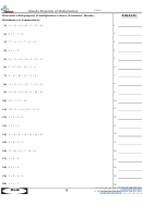 Identity Properties Of Multiplication Math Worksheet With Answers
