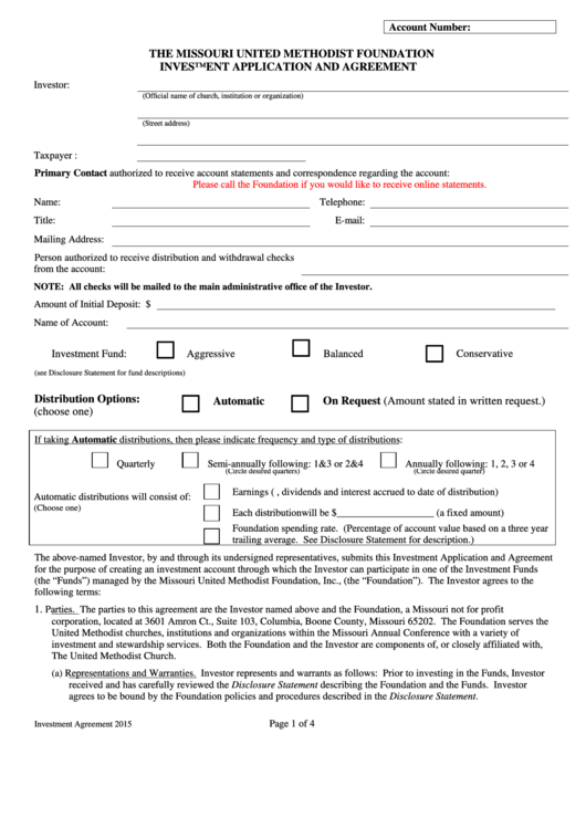 Investment Application And Agreement Template