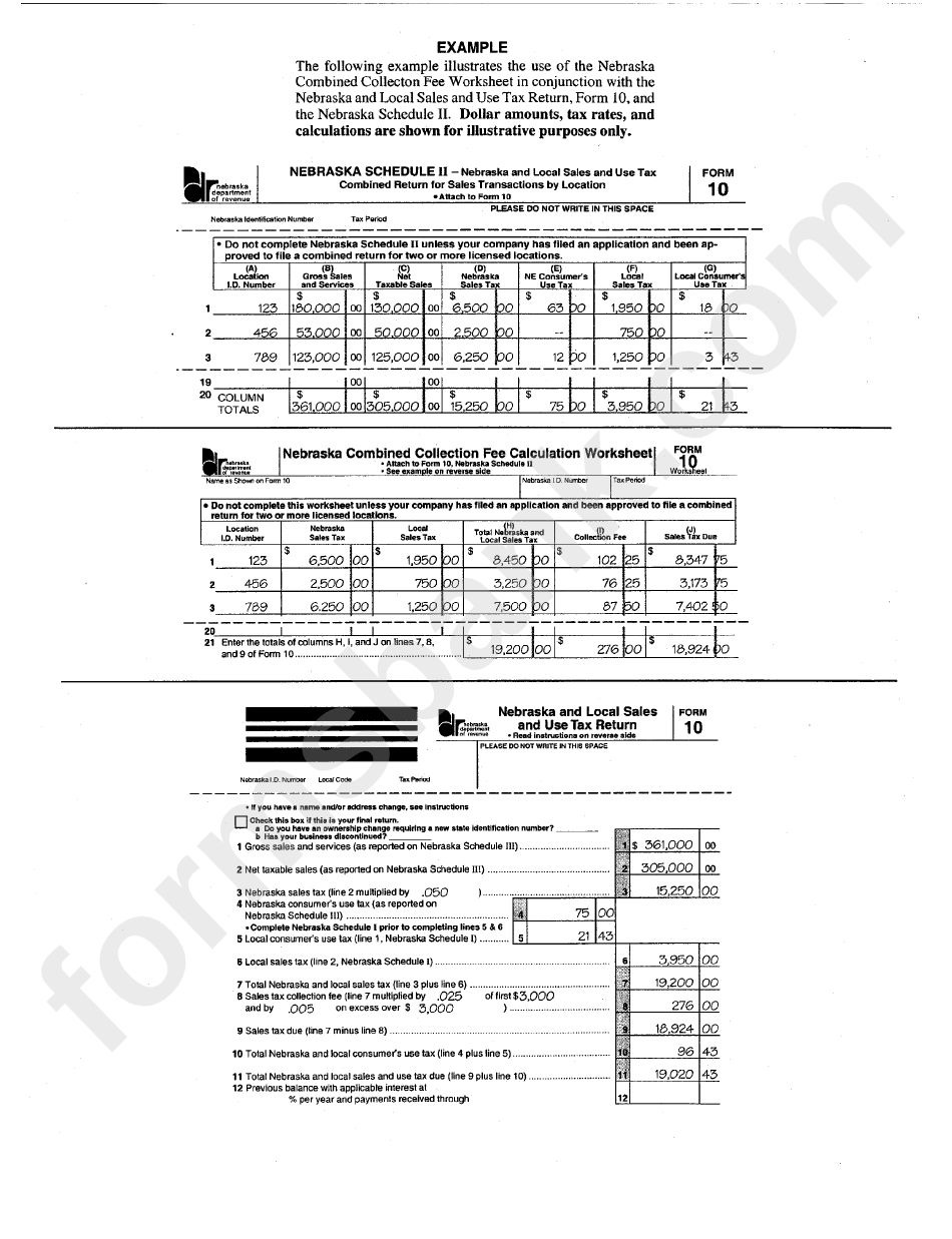 Form 10 Nebraska And Local Sales And Use Tax Return Example printable