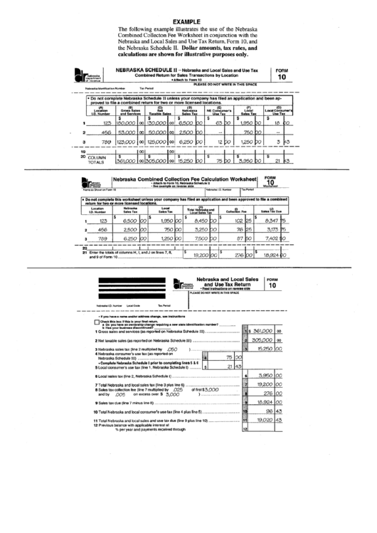 Form 10 - Nebraska And Local Sales And Use Tax Return Example Printable pdf