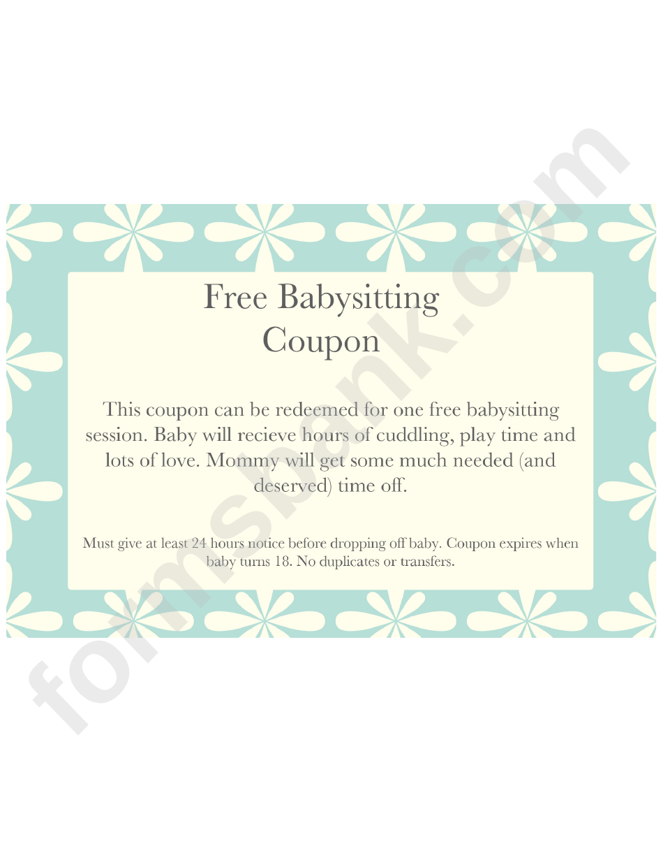 Free Babysitting Printable Coupon