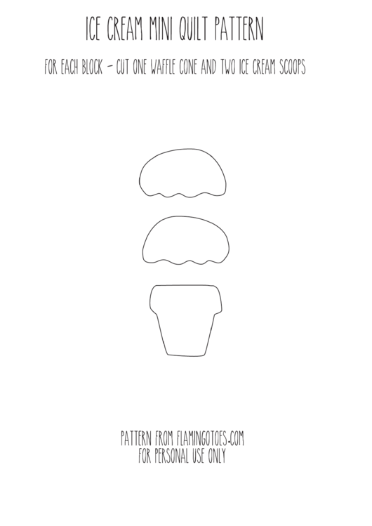 Ice Cream Mini Quilt Pattern Template Printable pdf