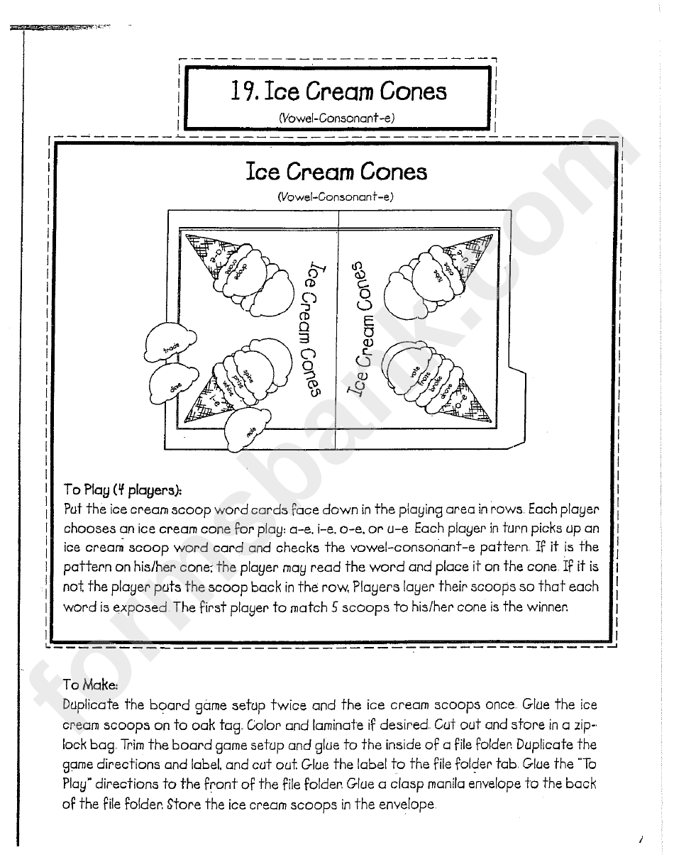 Ice Cream Cones Word Game Template