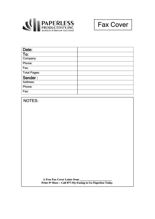Business Fax Cover Letter Printable pdf