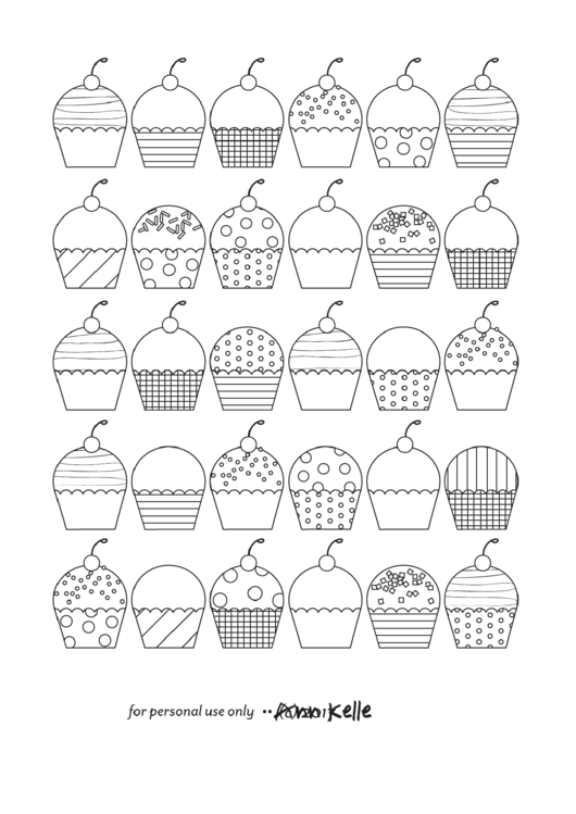 Cupcake Coloring Sheet Printable pdf