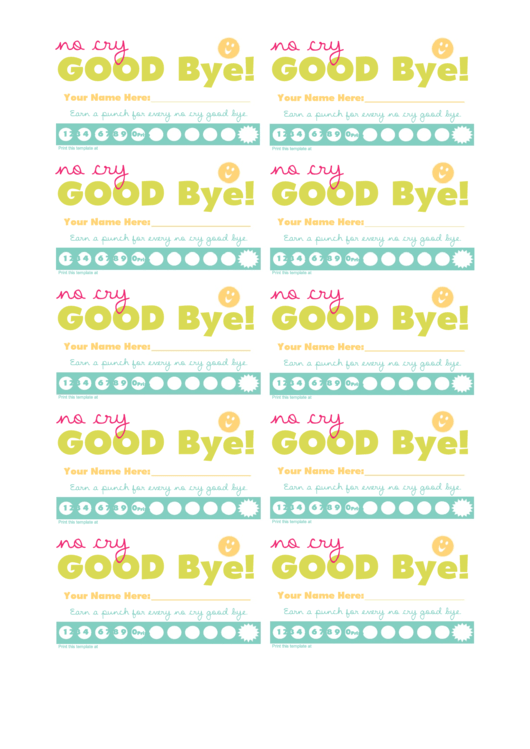 Good Bye - Card Template Printable pdf