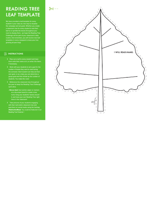Reading Tree Leaf Template Printable pdf