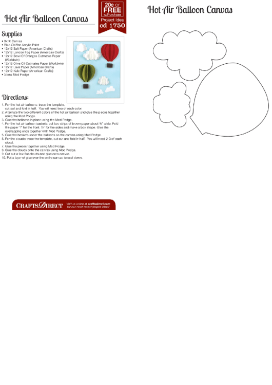 Hot Air Balloon Craft Template Printable pdf