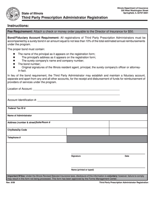 Third Party Prescription Administrator Registration Printable pdf