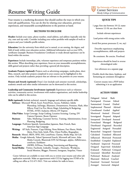 Resume Writing Guide Printable pdf