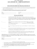Application For Exemption From Local Services Tax - City Of Meadville