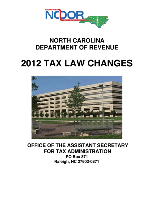 Tax Law Changes - North Carolina Department Of Revenue - 2012 Printable pdf