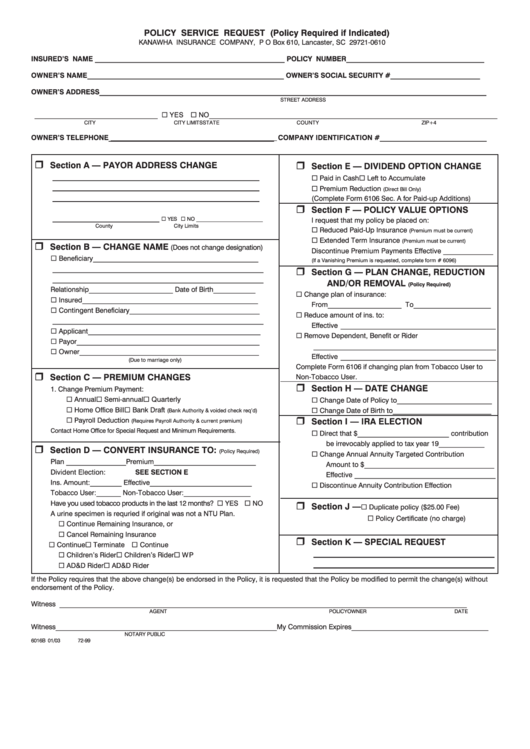 Policy Service Request Printable pdf