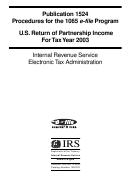 Publication 1524 - U.s. Return Of Partnership Income - Department Of Treasury - 2003
