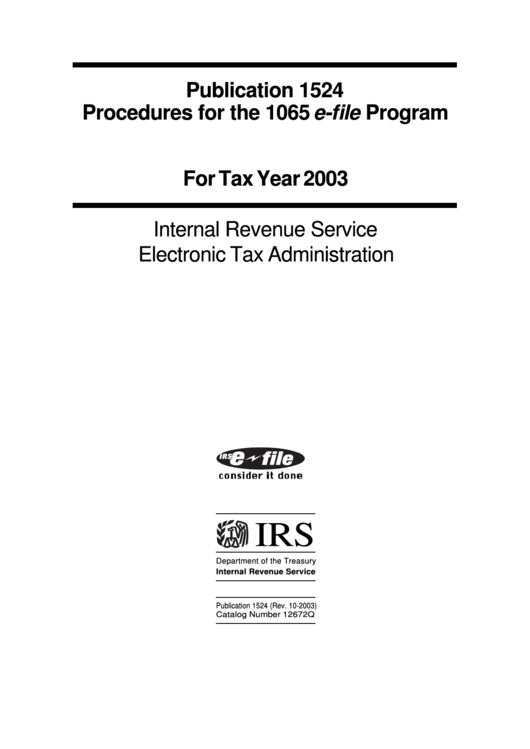 Publication 1524 - U.s. Return Of Partnership Income - Department Of Treasury - 2003 Printable pdf