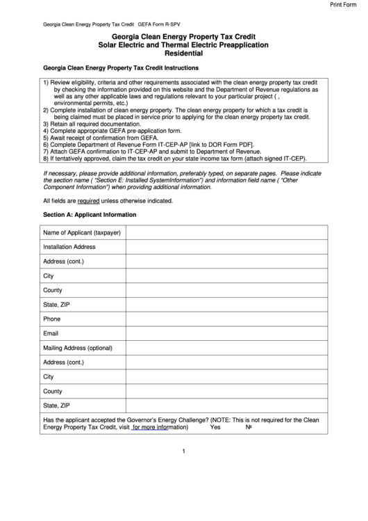 Fillable Gefa Form R-Spv - Solar Electric And Thermal Electric ...