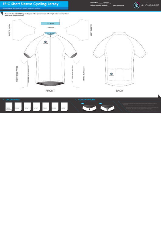 Epic Short Sleeve Cycling Jersey Template Printable pdf